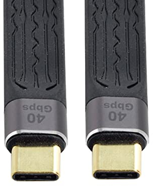 chenyang Cable de datos USB-C tipo C macho a macho USB4 de 40 Gbps, 100 W, 8 K, plano, delgado, FPC, para laptop y teléfono, 13 cm
