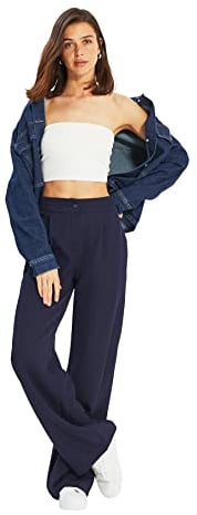 TRENDYOL Damen Trendyol Offene -Gerader Hose Pants, Marineblau, 40 EU