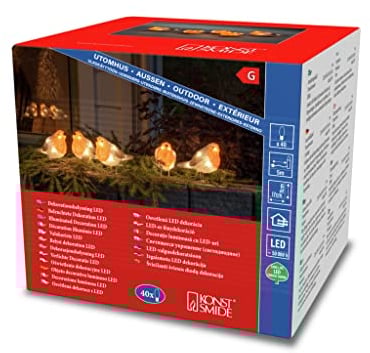 Konstsmide LED Acryl Rotkehlchen, 5er-Set, 40 warm weiße Dioden, 24V, Außen (IP44), weißes Kabel - 6245-103, Orange