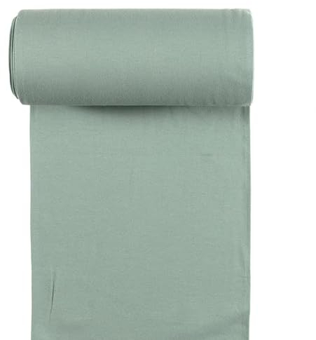 Organic-Bündchen-THERESA- Bezugsstoff, Kleiderstoff, Dehnbar & Farbecht-20 Farben-25 cm Schritte-Meterware-35 cm Schlauch-OCS-Organic Standard & GOTS zertifiziert-265 g/qm (Altmint-22-THERESA)