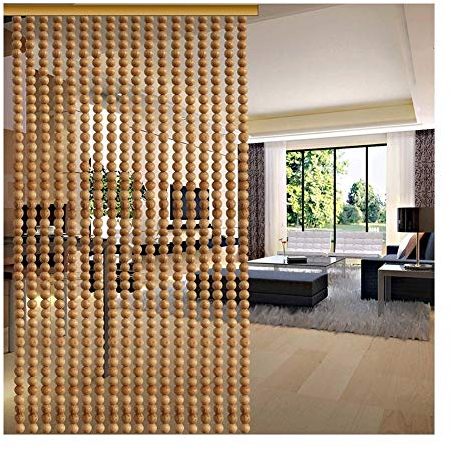 Perlenvorhang Holzperlen Türschnurvorhang Raumteiler Retro Balkon hängende Ornamente atmungsaktiv (A 60 Stränge)