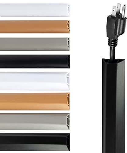 Rubber Bond TV Cord Hider Cable Protector - Strong Self Adhesive Wall Cord Cover Cable Hider - Low Profile Cable Management Wall Cord Concealer Cable Raceway - Black - Double Cord - 8 Feet