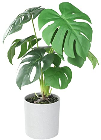 EGLO LIVING Kunstpflanze Tobetsu, künstliche Zimmerpflanze im Topf, naturgetreue Deko Pflanze für Wohnzimmer, Kunstpalme aus Kunststoff in Grün und Grau, 42 cm