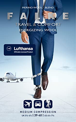 FALKE Herren Kniestrümpfe Energizing Wool M Kh Wolle Baumwolle mit Kompression 1 Paar, Grau Pavement 3828, 45-46