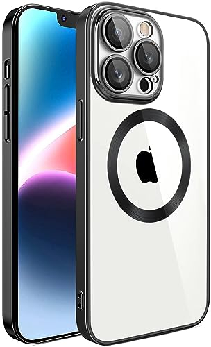 S. Dawezo Klare Magnetische Hülle für iPhone 11 Pro, kompatibel mit MagSafe, Militärnorm Schutz, Kratzfest, Stoßfest, Schlanke Transparente Silikonhülle für iPhone 11 Pro Hülle, Schwarz