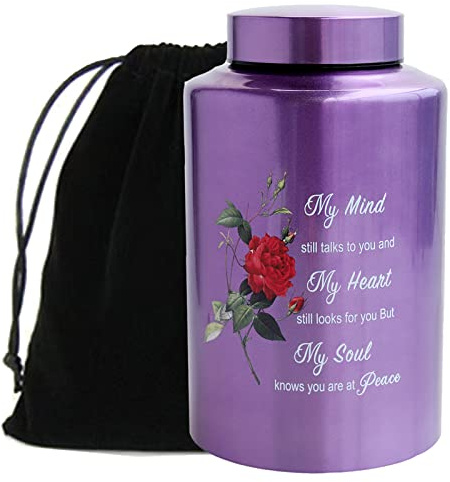 Up to 200 lbs Large Urns for Adult Human Cremation Urn Ashes Decorative Urn for Human Ashes with Rose Urn with Velvet Bag