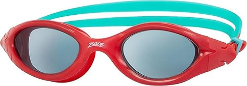 Zoggs Panorama Junior Gafas de Natación para Niños – Gafas de Piscina para Niños Antivaho con Protección UV Tintada, Sello Antifugas y Visión Amplia – Lentes Ahumadas, Rojo y Verde, 6-14 Años