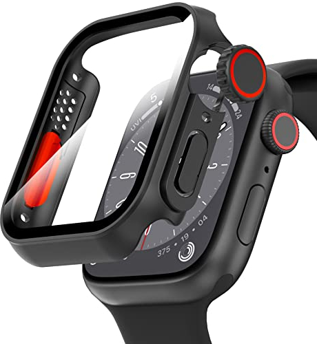 Diruite Hülle für Apple Watch Series 6/5/4/SE 44mm Schutzhülle,HD Einzigartiges Design Ultradünne PC Schutz Case für iWatch 44mm Glas Displayschutz