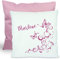 CreaDesign, Kinder Kissen 40x40 cm personalisiert mit Namen, Kinderzimmer Deko Kissen Kinder mit Füllung Federn, Motiv Schmetterling rosa, Rückenfarbe Rosa