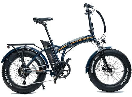 EMotorad Toledo - Bicicleta Eléctrica Plegable para Adultos - Neumáticos Kenda Fat Tire 20x4 - Motor 36V 250W - Batería 13Ah Extraíble - 5 Niveles de Asistencia - Pantalla LCD (Azul)