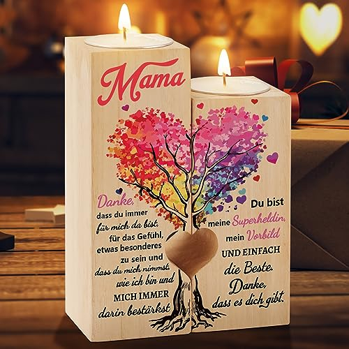 Funnli Geburtstagsgeschenk für Mama, Kerzenständer Mit Texten Geschenke für Mama, Danke Mutter Geschenke Geburtstag, Dankeschön Geschenk für Mutter, Muttertagsgeschenke, Muttertag