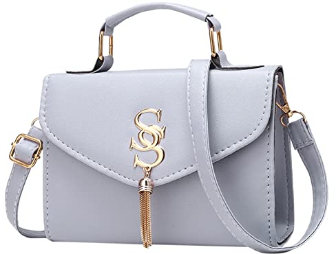 XIUH Crossbody-Geldbörsen für Frauen, lässige Crossbody-Tasche, verstellbarer Riemen, Umhängetasche mit Quastendekoration Taschen Organizer Set (Grey, One Size)