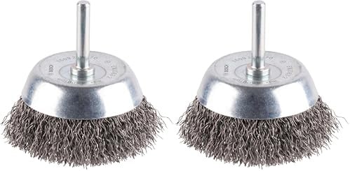 Bosch Professional 1609200270 Shank Crimped Wire Cup Brush Steel, 70mm x 6mm , Blue (Pack of 2)