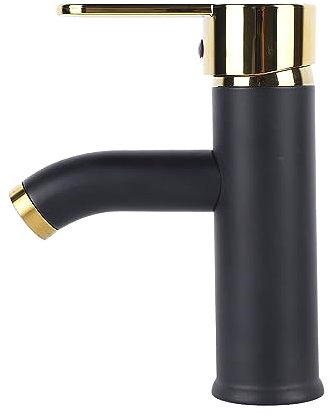 Syrisora Robinet de Lavabo Monotrou Mitigeur Chaud Froid Robinet de Salle de Bain en Acier Inoxydable Mitigeur de Lavabo Noir Or