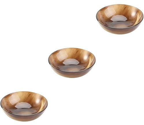 Beavorty 3pcs Natural Smooth Yak Horn Shaving Bowl Shaving Soap Bowl for Men for Kit Soap Cup
