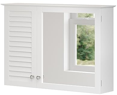 Vicco Badspiegelschrank Riad, Badezimmerspiegel, Weiß, 68 x 49 cm mit 2 Türen