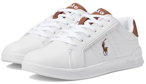 POLO RALPH LAUREN Heritage Court Iii (Big Kid) Sneaker, Weiß/Braun, 35 EU