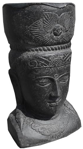 Teako Design Stonox Büste Pflanztopf Göttin Aligarh 100cm, Blumentopf, Gartendeko, Blumenkübel,Frostbeständige Gartenskulptur, Wetterbeständige Skulptur, Schwarz, Verwendung: Außenbereich