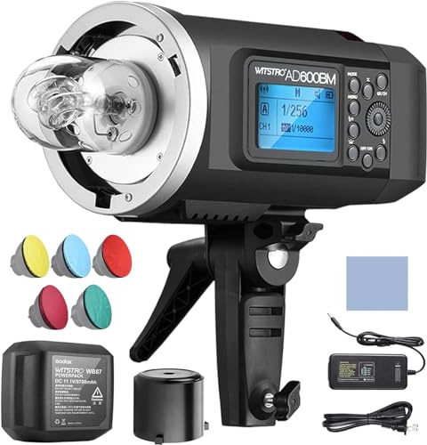 Godox AD600BM Outdoor Flash Strobe Flash 600WS GN87 HSS 1/8000s 2.4G Wireless X System with 9000mAh Li-ion Battery Photography Studio Flash Monolight