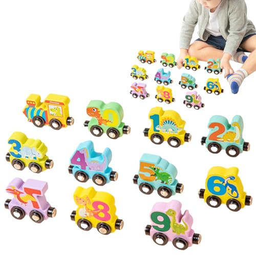 ZONEWD Magnetischer Holzzug, Holzzahlenzug | Lernspielzeug-Magnetzug aus Holz | Farbkognitionsspielzeug, Bunte Montage des Zugspielzeugs, Magnet-Zahlenzug für Kinder