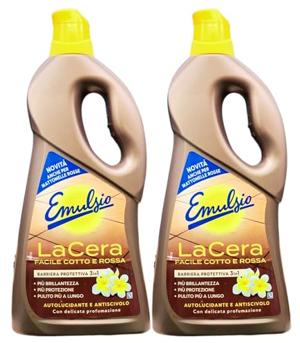 A. Sutter S.p.A. Cera Facile Cotto e Rossa, Autolucidante e Antiscivolo, Barriera Protettiva 3in1: Più Brillantezza - Più Protezione - Pulito Più a Lungo. Con Delicata Profumazione (2 Unità, 725 ml)