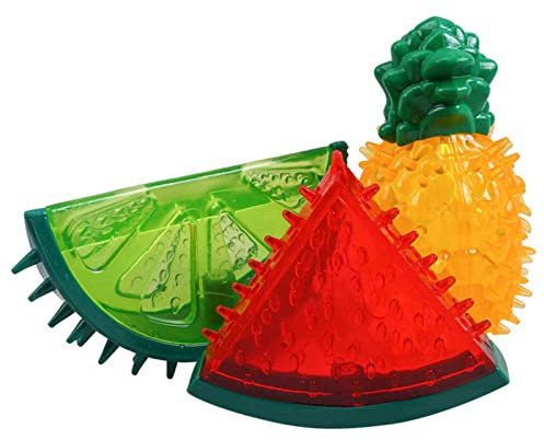 Juguete de refrigeración para perros, mordedor para mascotas, juguetes masticables de enfriamiento, juguete de dentición congelable para cachorros, sandía, limón, piña, forma de congelación, juguetes