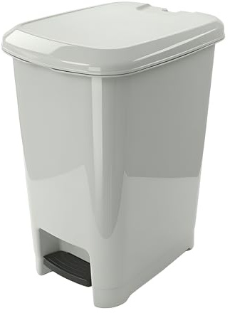 Slim Pedal Kitchen bin with Lid Plastic Indoor/Outdoor Sanitary Garbage Clinical Waste Bin Living Room Recycling Trash Garden Dustbin Home Office Bathroom Kitchen (Light Grey, 10L)