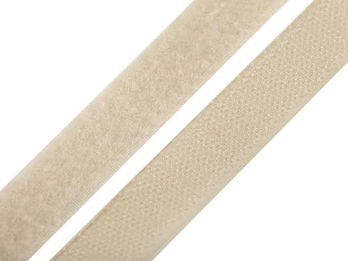 5 Meter Klettband zum Annähen Klettverschluss BAND (hellbeige, 20mm Breit - 5 Meter)
