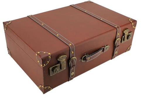 Luocute Dekorativer Vintage-Koffer, Retro-Aufbewahrungsbox aus PU-Leder aus Metall mit Einzigartigen Legierungsschlössern und Exquisiten Ecken, für Heimdekoration, Reisen, Weihnachten,