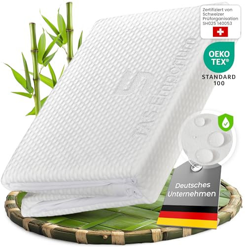 TAS Emporium Matratzenschoner 100x200 – wasserdicht & atmungsaktiv – aus Bambus-Viskose – Oeko-TEX® & Dermatest® geprüft – Allergiker geeignet – Milbenschutz – Waterproof Mattress Protector