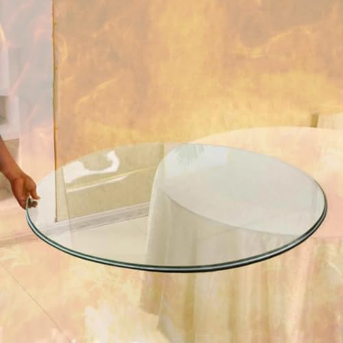 QSPNVFB 60cm Glasscheibe Runde Glastisch Tischplatte, Runde Tische Glasplatte Round Glass Panel Table Top, Transparentes Servierteller(70cm(28inch))