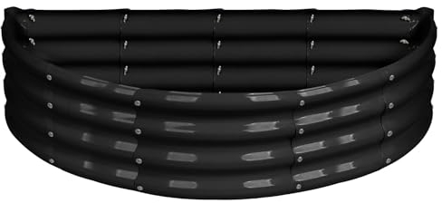 Harbour Housewares Raised Garden Bed - Anthracite - 120 x 60cm - Semi-Circle - Bottomless Galvanised Steel Metal Planter Box for Growing Outdoor Plants, Vegetables, Flowers and Herbs