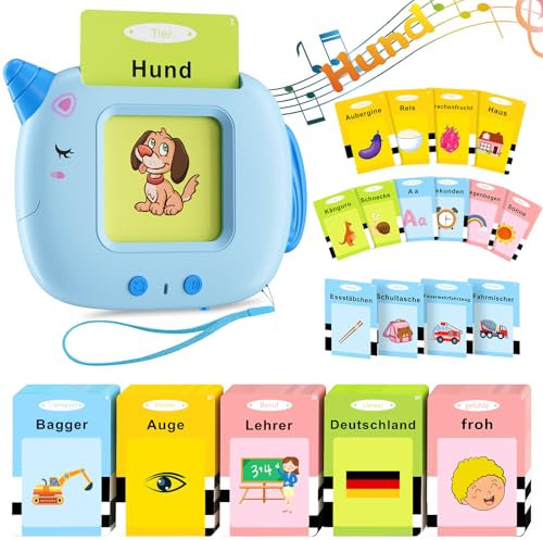 Deutsch, Sprechende Flash-Karten Lernspielzeug für Kleinkinder 1-6 Jahre Alt, 202 Blätter 404 Wörter, Hörbar Lernspielzeug, Interaktive Spielzeug für Jungen Mädchen Blua