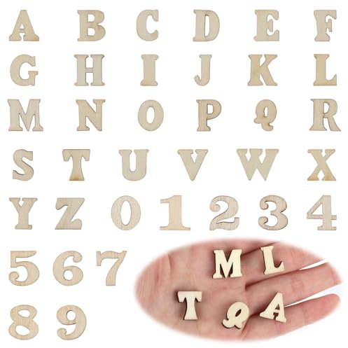 Molain 204 Stück Holzbuchstaben und Holzzahlen, Buchstaben Holz A-Z, Zahlen Holz 0-9 Holzbuchstaben Klein Holzbuchstaben zum Basteln für Dekoration, Frühes Lernen, DIY Bastelprojekte(Buchstabe+Zahl)