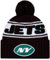 New Era Unisex-Erwachsene NFL Official Sideline Team Logo Sherpa Striped Pom Beanie Cold Weather Knit Hat, New York Jets – Schwarz, Einheitsgr��e