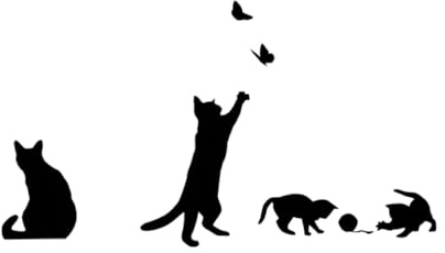 Wandaufkleber Katze fängt Schmetterling Wandtattoo Wohnzimmer Kinderzimmer abnehmbare Tapeten schwarz