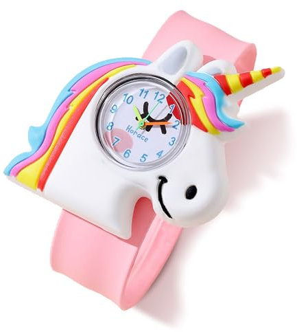 HORACE for Kids - Montre pour Enfant garçons et Filles, Animaux Mignons colorés, Bracelet Auto-Pliant réglable, Pile de Rechange (Licorne Polychrome)