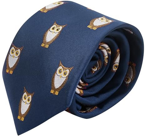 King & Priory Marineblaue bestickte Eulen-Krawatte, blau, Einheitsgröße