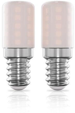 LUTW Fridge Bulb E14, 3W Equivalent 30W Halogen, E14 LED Light Bulb Warm White 2700K, SES Bulb LED for Refrigerator, Cooker Hood, Sewing Machine, Salt Lamp, Non-Dimmable, Pack of 2