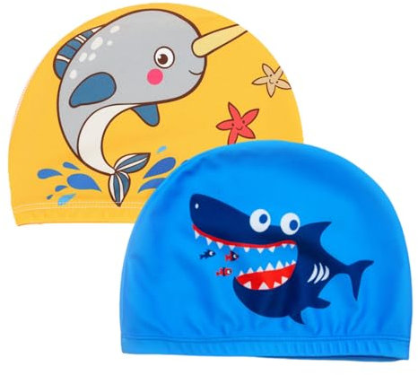 2 Pezzi Cuffia Piscina Bambino, Cuffie Piscina Bambini, Cuffia da Nuoto per Bambini, Cuffia Piscina per Bambini Cuffia Nuoto per Bimbino Ragazzi Ragazze Età 4-10