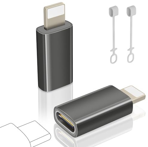 layajia Adaptateur USB C vers Lightning, Adaptateur Lightning USB C pour iPhone 14/13/12/11/iPad/Airpods, Pas pour écouteurs/Audio/OTG/Hub, Résistant à la Perte, Lot de 2, Gris Canon