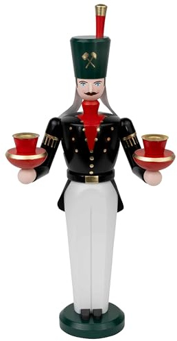 Seiffener Volkskunst Schalling | Lichterfiguren Erzgebirgsfiguren | Erzgebirgskunst Weihnachtsfiguren | Bergmann farbig 36 cm