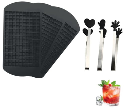 160 Grids Small Ice Cube Tray, 6 Sets Mini Ice Cube Trays, 3 Pcs Stainless Steel Clamp, Flexible Silicone Ice Cube Molds for Juice, Coffee, Milk, Chocolate, Easy to Clean Reusable