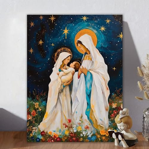 Malen Nach Zahlen Erwachsene Sternenhimmel, Malen Nach Zahlen Kinder, DIY Kreativ Set für Frauen mit 3-Pinseln Acrylfarbe Kit, Paint by Numbers Jesus für Aesthetic Room Decor, Ohne Rahmen 40x50cm Y-8