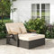 GIANTEX Rattan Lounge Möbel Set Outdoor, Rattan Sofa 2 Sitzer mit Schlaffunktion, Gartensofa mit Hocker, Garten Doppelliege mit Seitenablagen, Gartenlounge Loungebett, braun (Mit Holz-Armlehne)