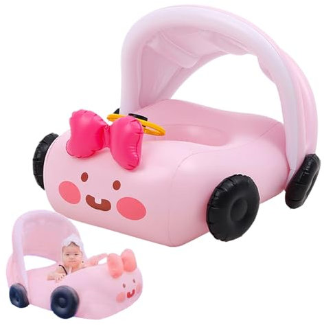 Aufblasbare Auto-Schwimminsel | Fahrbarer Poolschwimmer Mit Sonnensegel,Ergonomischer Sitzkomfort Mit Liegefunktion Für Entspannung Und Wasserspaß