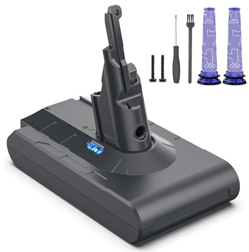 Keenstone V8 Akku 8000mAh, Ersatzakku Für Dyson SV10 V8 Absolute Animal Motorhead Fluffy Slim Fluffy Total Clean Extra mit 2 Filtern