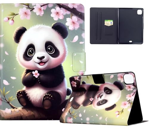 XFDSFDL® Étui pour Apple iPad Pro 11 1st/2nd/3rd/4th Gen 2018-2022 (11 Pouces) PU Cuir Housse Flip Coque Panda Sakura Motif avec Support et Veille/Réveil Automatique Protection Cas 03