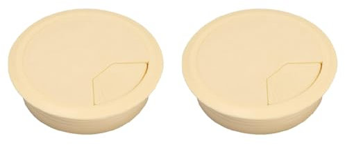 60 mm Schreibtischtülle, 2 Stück, Kunststoff, runde Computer-Drahtlochabdeckung, Arbeitsplatten-Kabel, ordentliches Loch für Büro-Computertischdrähte (Beige)