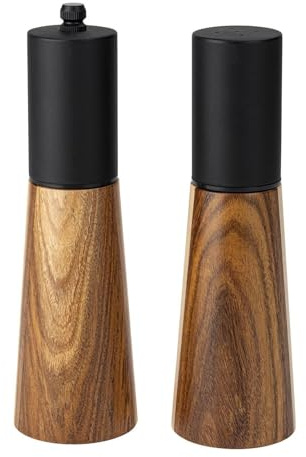 Generisch Gewürzmühlen 2er Set - H 20,5 cm - Braun - Schwarz - Holz - Keramik - mit Keramikmahlwerk